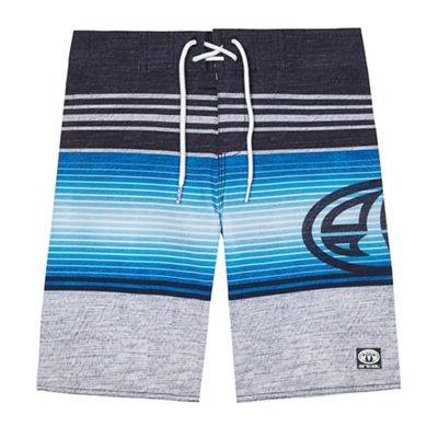 Boys' black and blue striped swim shorts